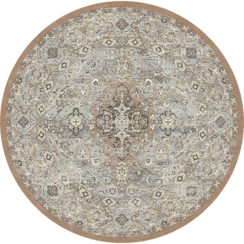 Dynamic Rugs 57275-9285 Ancient Garden 5.3 Ft. X 5.3 Ft. Round Rug in Beige/Multi